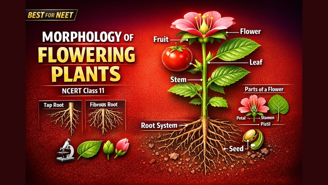 Morphology of Flowering Plants Class 11th Biology Animated Video Lectures For Neet exam In Delhi NCERT Book CBSE Syllabus Neet Online Coaching